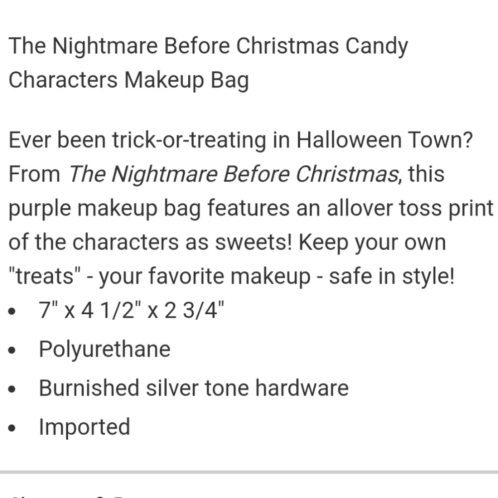 Loungefly Nightmare Before Christmas make up bag